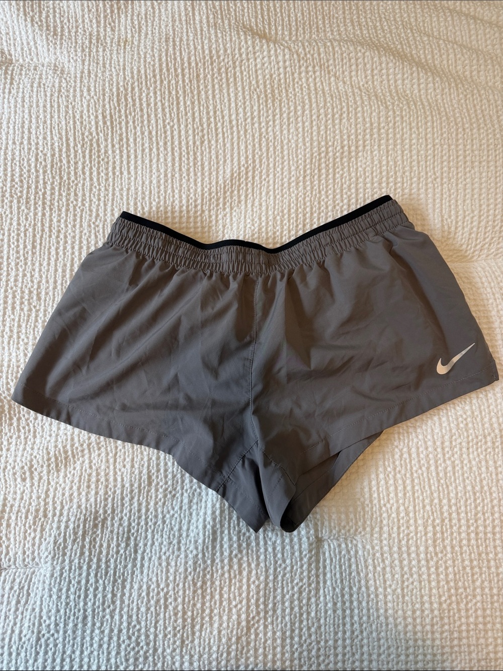 Nike Women's Gray Athletic Running Shorts with Swoosh